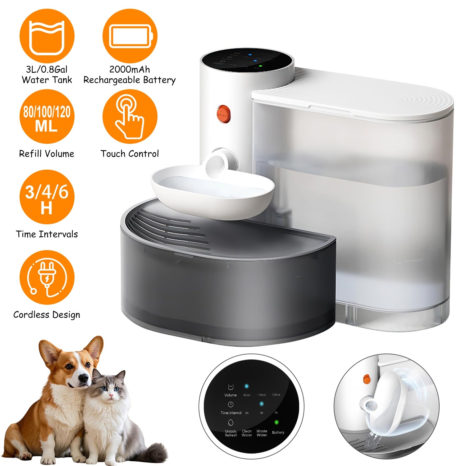 Fontaine à Eau Automatique pour Chat — 3L Sans Fil Rechargeable