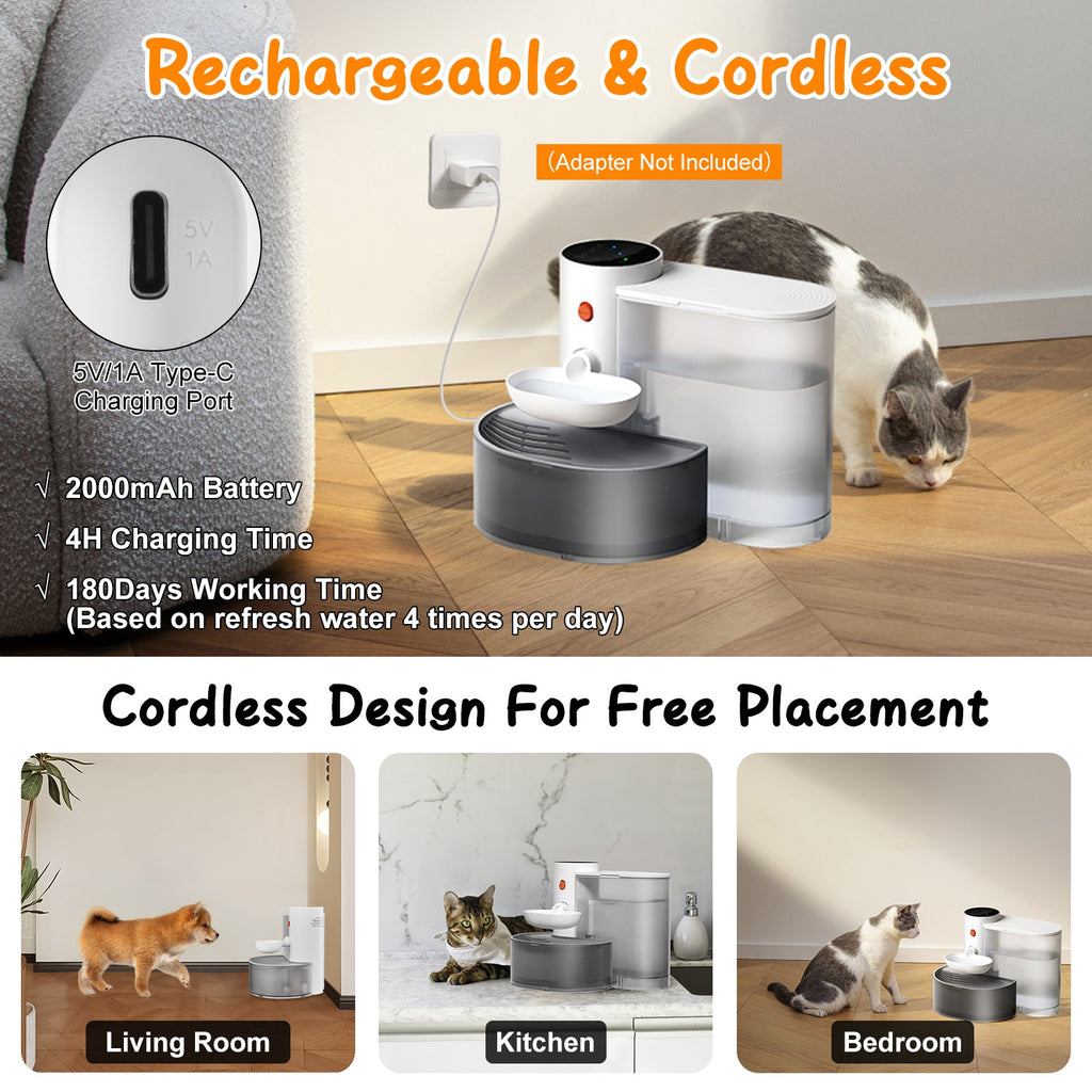 Fontaine à Eau Automatique pour Chat — 3L Sans Fil Rechargeable