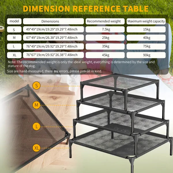 Lit Surélevé Mesh Premium pour Chien — Intérieur & Extérieur