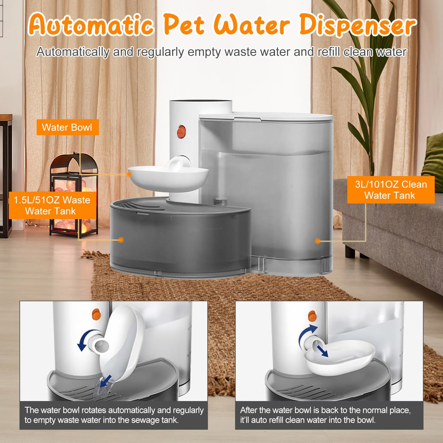 Fontaine à Eau Automatique pour Chat — 3L Sans Fil Rechargeable