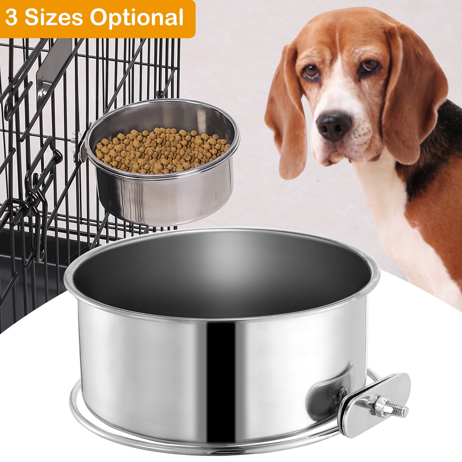 Gamelle Suspendue Acier Inox pour Chien — Taille M