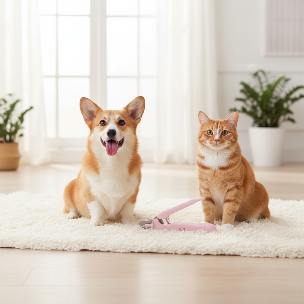 Coupe-ongles avec corgi et chat tabby
