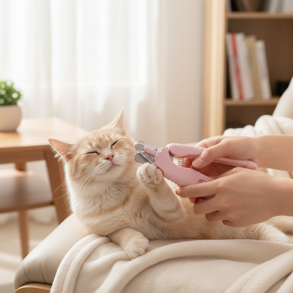 Chat détendu coupe ongles