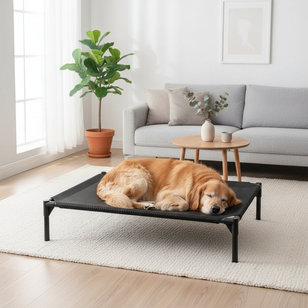 Grand chien dormant salon scandinave